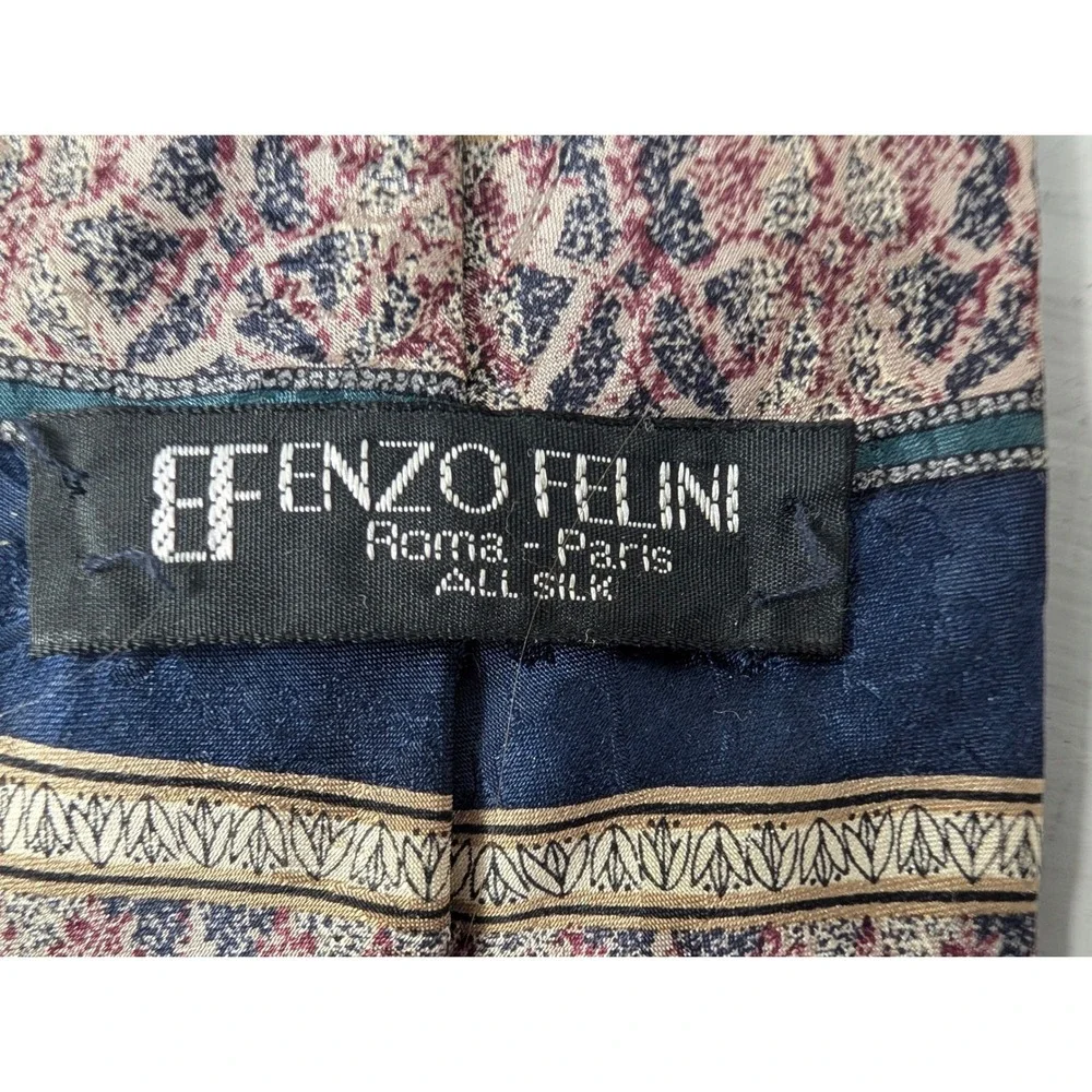 ENZO FELINI Roma Paris All‎ Silk Men's Necktie Blue Formal Designer Luxury NEW